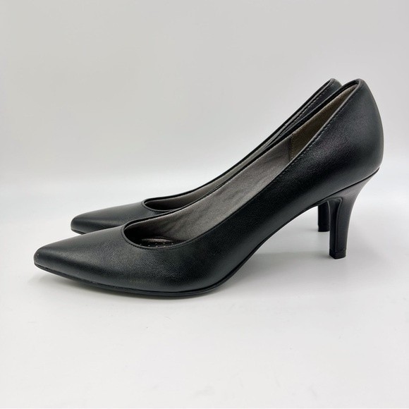 7N 7 N NARROW LifeStride Womens Sevyn Black Faux Leather Point Toe Pumps Heels - Picture 7 of 15